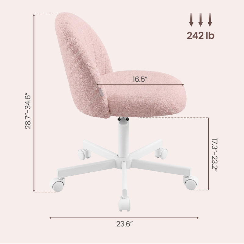 Chaise de travail à hauteur réglable Roxie, Light Pink