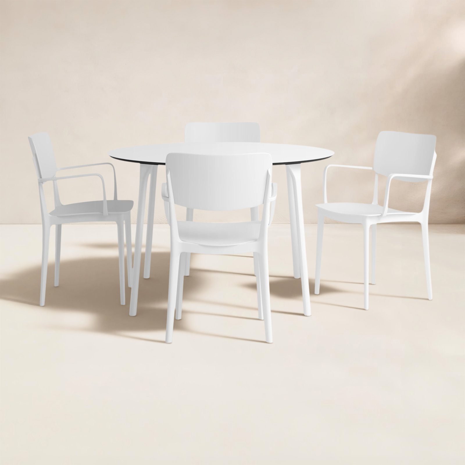 Farrah 47" Patio Dining Set, White