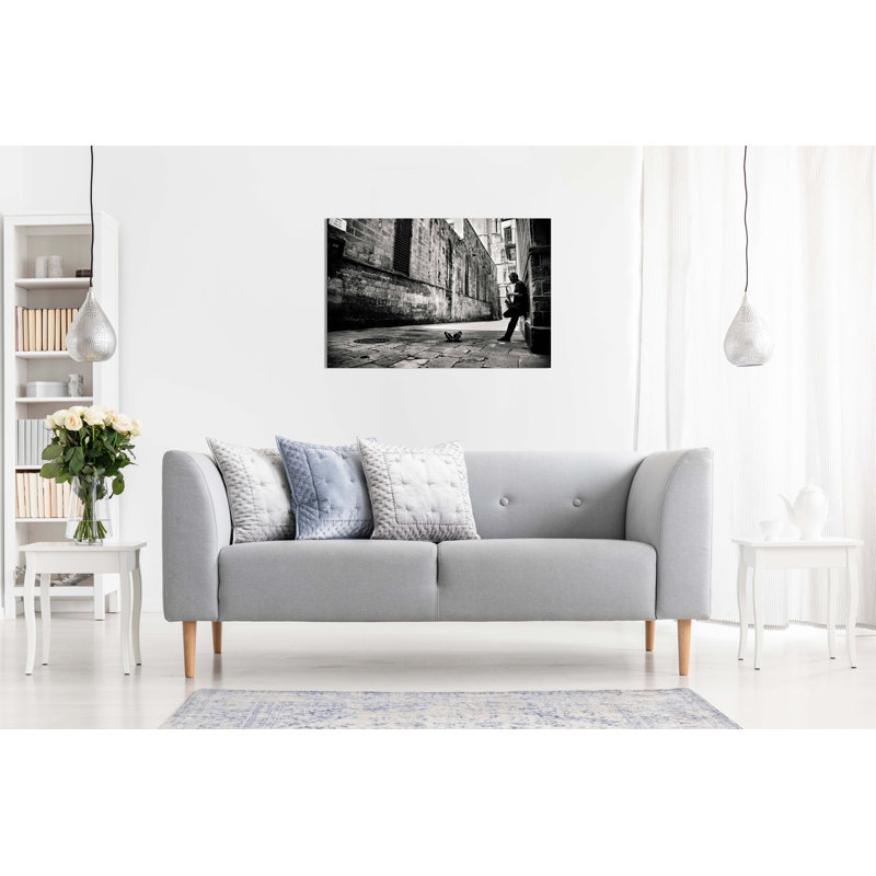 Musician on Saxophonein Urban City Street 1 Piece Wrapped Canvas Wall Art, 20cm H x 31cm W