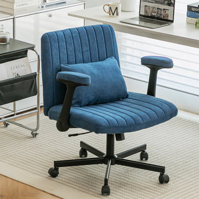 Fauteuil de bureau moderne en lin bleu avec accoudoirs Criss Cross