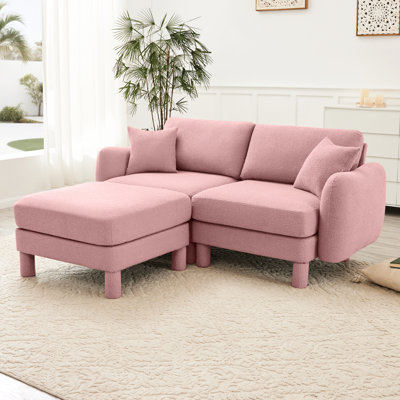2 sièges bouclés en tissu rose avec des sièges distinctifs, de fabrication et confortables pour une détente quotidienne avec système de ressorts rembourrés