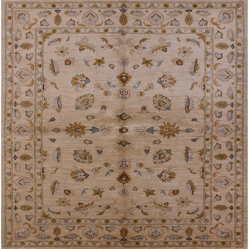 Tapis brun à motif floral Jane, Carré 3 pi