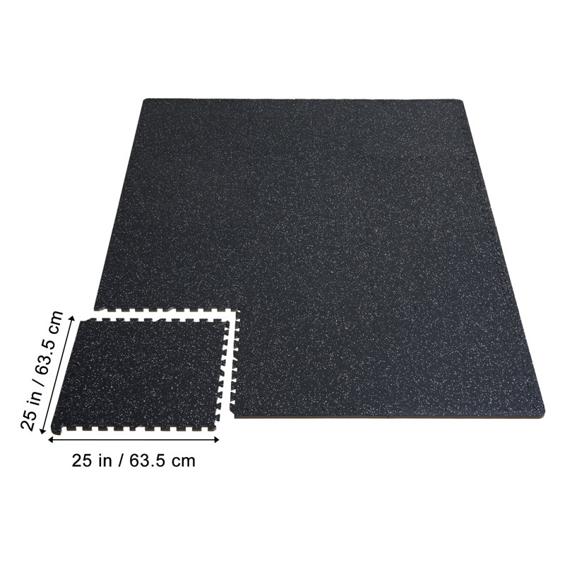 12 PCS 0.56" Thick Gym Floor Mats, 24" x 24" EVA Foam & Rubber Top Interlocking Workout Floor Mats