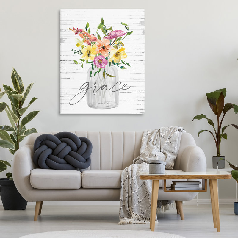 "Spiritual Grace Bouquet", art mural sur toile par lettré et doublé, H 48 po x l 36 po
