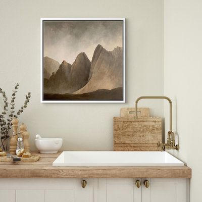 «Dramatic Rocky Mountain Peaks Landscape Wall Decor for Living Room encadrée, reproduction d'art sur toile encadrée dans la chambre principale