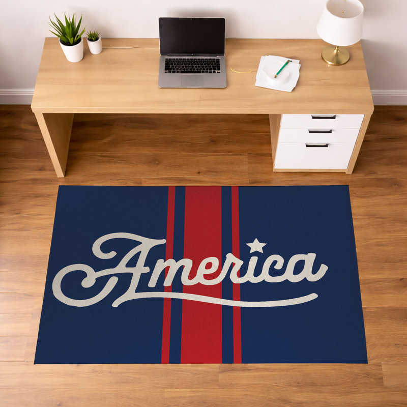 Tapis de bureau léger et antidérapant America, Bleu, L 36 po x P 24 po