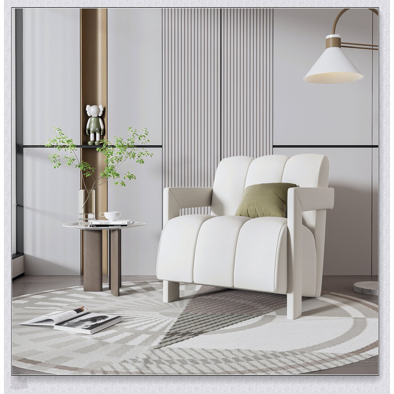 Fauteuil de loisirs moderne et minimaliste avec accoudoirs en forme de L et tissu en polyester durable pour un confort et un style ultimes