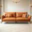 Canapé modulaire orange en cuir véritable