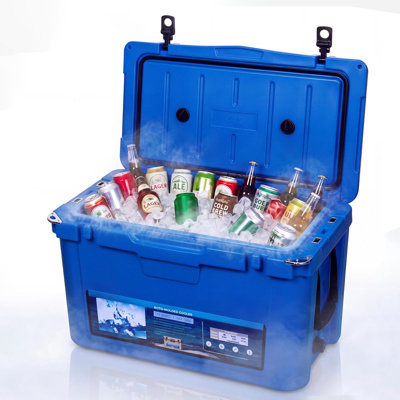 45qt Ice Retention Cooler, 7-Day Portable Outdoor Chest with Carry Strap & Easy-Drain Spout