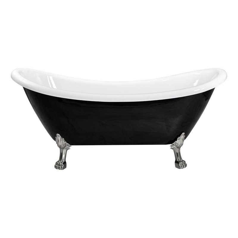 Baignoire de trempage autoportante en acrylique de 59 po x 30 po Daphne, Noir, Pattes de tigre en nickel brossé