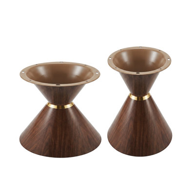 Metal Hourglass Coffee Table Base Set of 2 - 16" and 19.6" Tall, Walnut Finish Carbon Steel Legs for DIY Tables