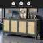 Panneaux de grain de qualité supérieure fabriqués à la main, armoire-buffet en rotin, armoire de rangement décorative avec 4 portes en rotin, armoire de rangement moderne avec tablettes réglables pour le salon-1920247763