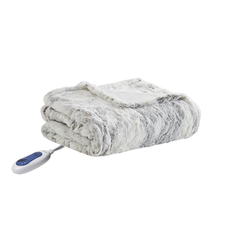 Jeté en fausse fourrure surdimensionné Beautyrest Zuri, Marbre naturel abstrait