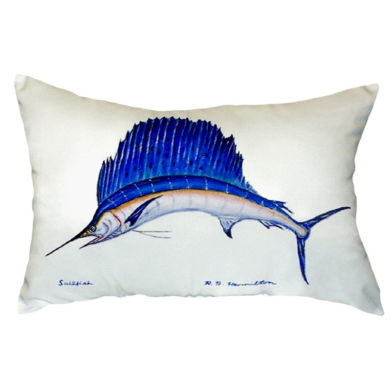 Sailfish Outdoor Reversible Throw Pillow, White