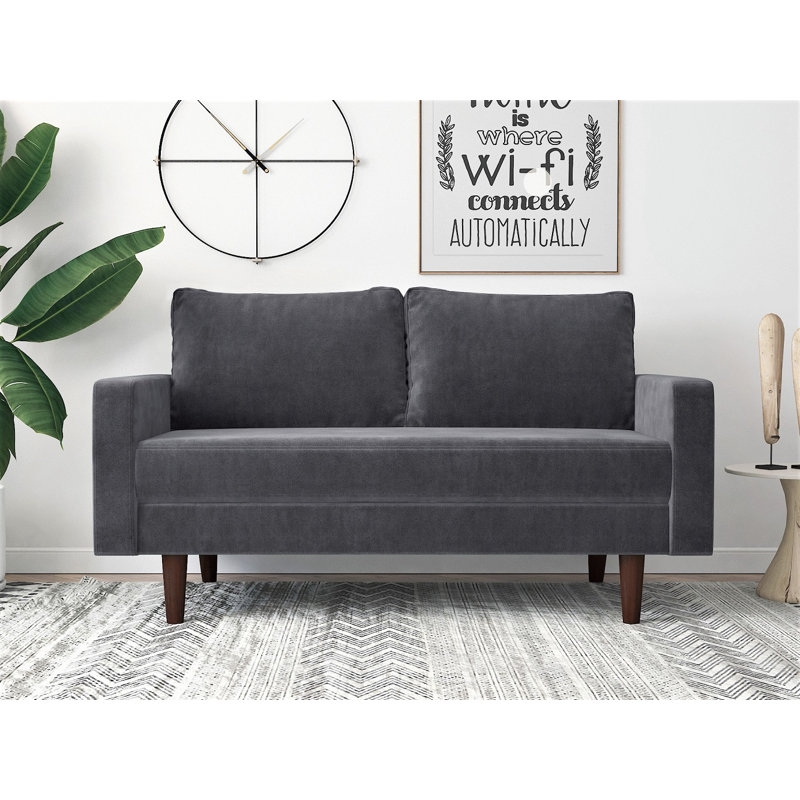 Riendeau 57.8'' Velvet Loveseat, Gray Velvet