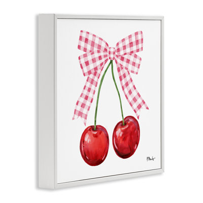 Lucky Cherries & Pink Bow Framed Giclee, design by Paul Brent