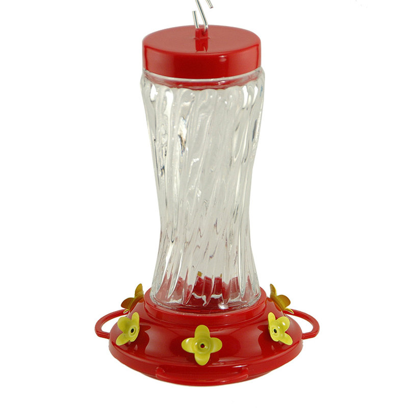 Audubon 16 oz Clear Swirl Glass Hanging Hummingbird Feeder