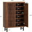 Armoire de rangement pour chaussures 24 paires en noyer avec portes persiennes-1909263637