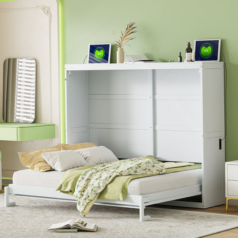 Modern Murphy Bed Wall Bed, Full, White
