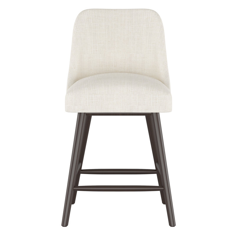 Tabouret Gallie, Espresso, Tabouret de comptoir (siège d'une hauteur de 27 p, Lin talc classique