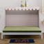 Lit House avec lit gigogne escamotable, auvent en tissu écossais rose, tablette de rangement et veilleuse-1572089606
