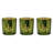 Emerald Woodland Glass Hurricane Candle Holders – Set of 3 For Tealights