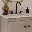Meuble-lavabo simple festonné 30 po - gris clair - avec plateau - boutons noirs-1938036689-1938036691