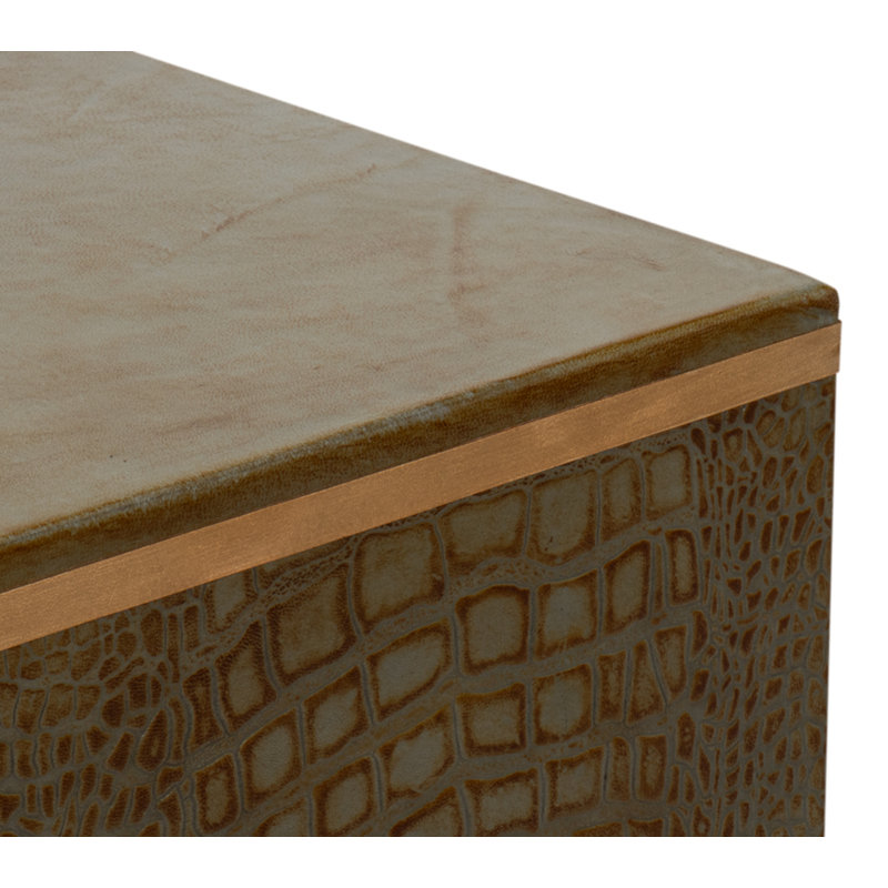 Shagreen Leather Stool, Antique Green
