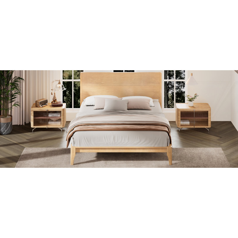 Bamboo Wood Platform Bed, Natural, Full