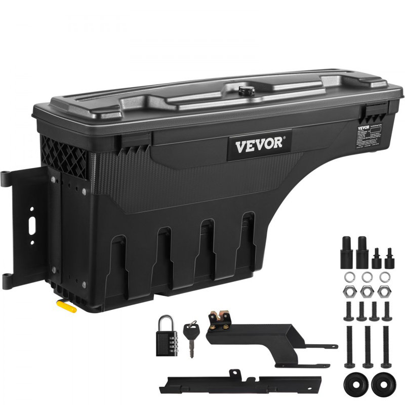 Boîte de rangement pour camion, coffre verrouillable avec cadenas à mot de passe, boîte à outils en ABS de 6,6 gallons / 25 L, imperméable et durable, compatible avec Ford F-150 2015-2021, côté conducteur
