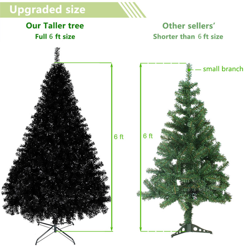 Sapin de Noël artificiel noir 6 pi
