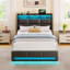 Upholstered Platform Bed Frame with Wingback Headboard, LED Lights & 4 Storage Drawers-1092205472-1077259086-1077259072