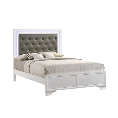Lyssa Frost King LED Upholstered Panel Bed