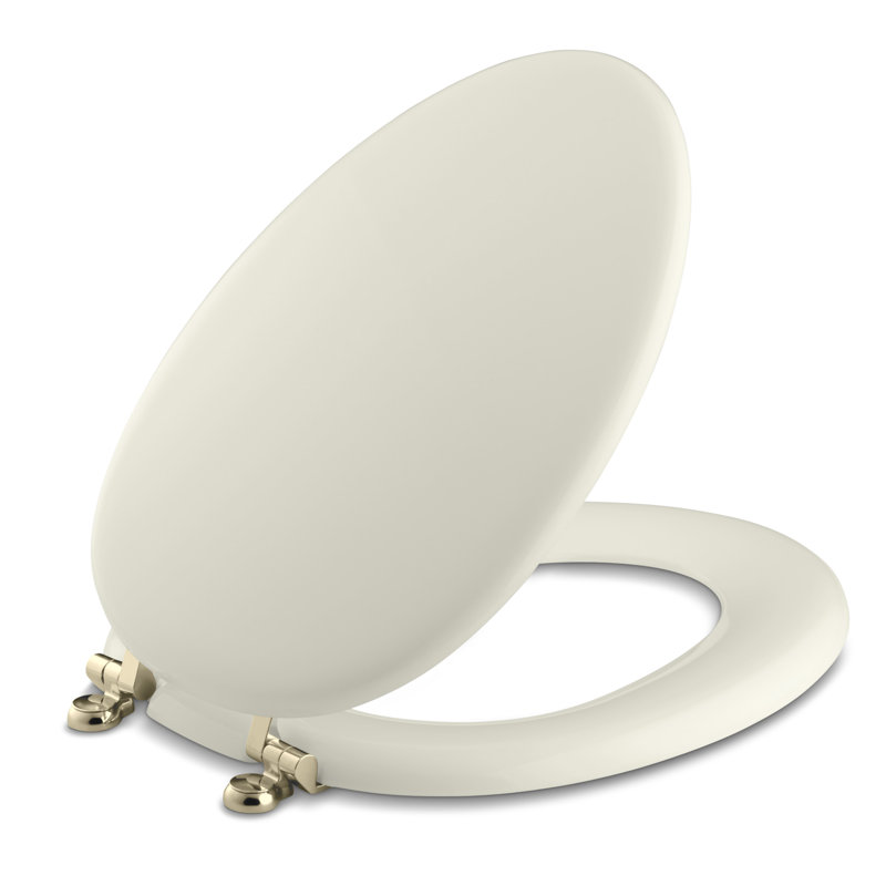 Kathryn® Elongated Toilet Seat, White, Vibrant® French Gold