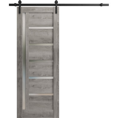 Porte de grange en bois lambrissé sans trousse de quincaillerie d’installation