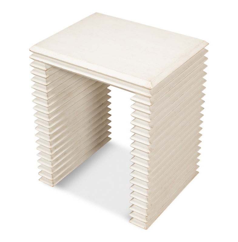 Stacked Solid Wood End Table, Antique White