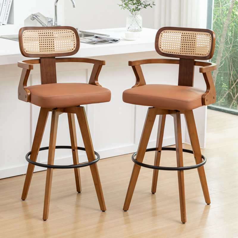 Tabourets de bar pivotants rembourrés, Brun, Tabouret de bar (siège d'une hauteur de 30,31 po)