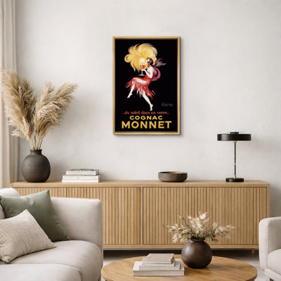 «Cognac Monnet Art Deco Lady», reproduction d'art rétro française, publicité sur toile encadrée, impression sur toile