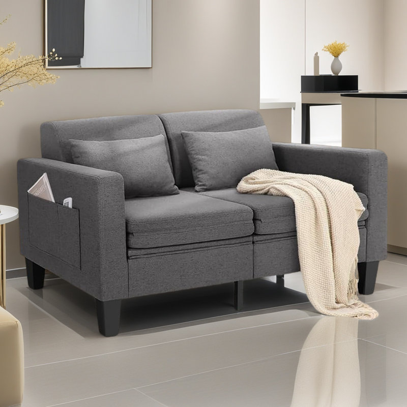Tenley 58.27'' Upholstered Sleeper Sofa Pull Out Couch, Gray Linen