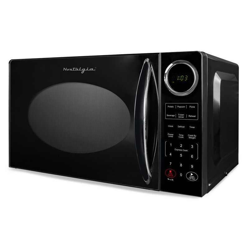 Nostalgia Retro 0.9 Cubic Foot Countertop Microwave Oven, Black
