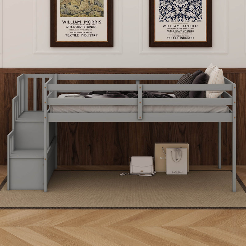 Lit mezzanine - Escalier inclus, Gris