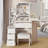 29.2" Small Space Left Bedside Cabinet Vanity Table + Cushioned Stool-1392144441
