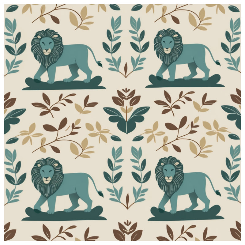 Tapis de bain illustré Lions And Leaves, L 24 po x L 17 po