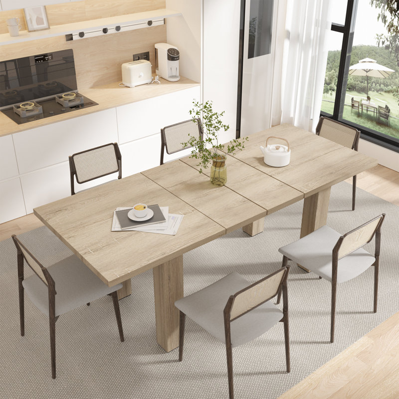 Rectangular Extendable Dining Table, Natural