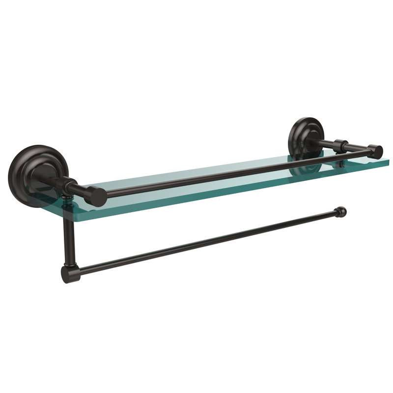 Étagère murale avec barre à serviettes Meira, Bronze huilé, H 5 po x l 16 po x P 5 po