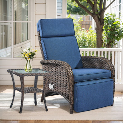 Serita Outdoor PE Wicker Adjustable Reclining Lounge Chair With Cushions by Winston Porter