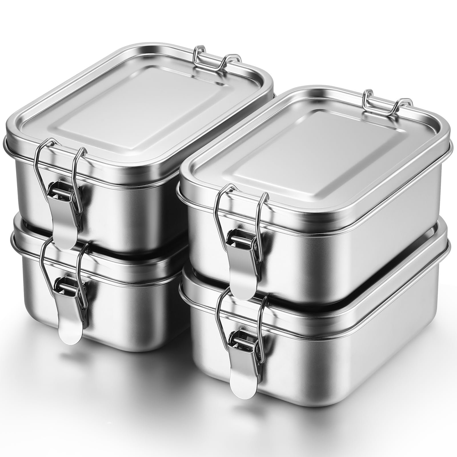 Rebrilliant 4 Pcs Stainless Steel Bento Box Metal Lunch Box Food ...