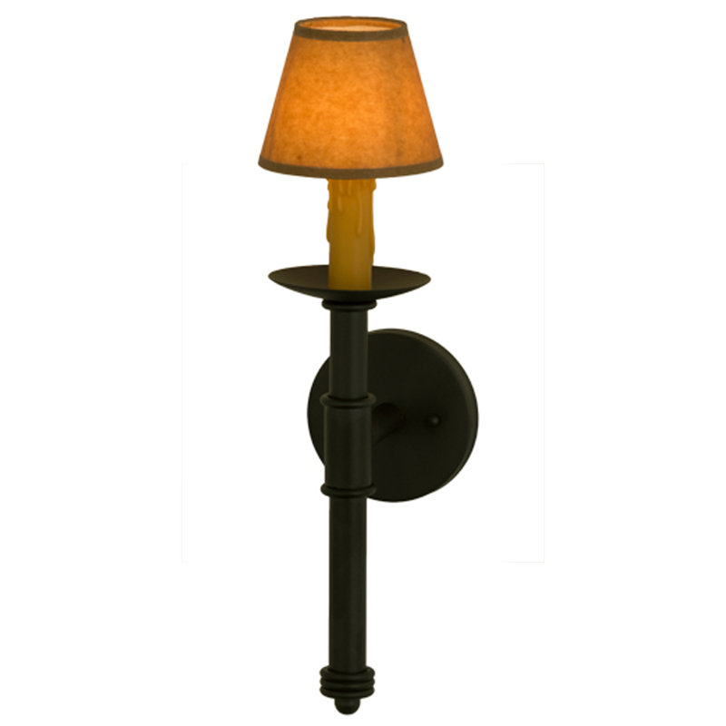 Applique murale 1 lumière Amada, Bronze frotté à l'huile, Parchemin naturel, H 19,5 po x l 5 po x P 7 po