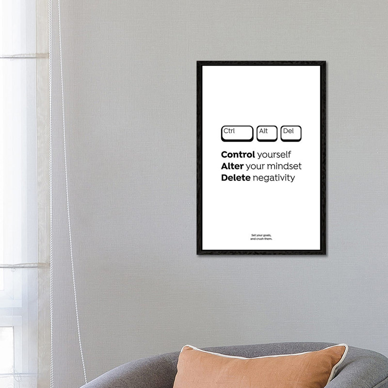 Ctrl Alt Del 1 Piece Wall Art on Canvas, 66.04 cm H x 45.72 cm W, Black Framed