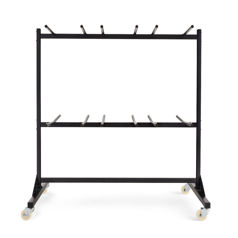 Black Powder-Coated Steel Folding Chair Trolley - 84 Chair Capacity